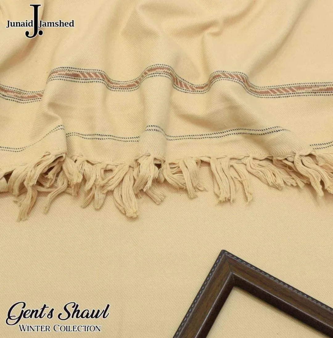 Men's J. Beige Pashmina Wool Shawl 2.5 Gazz