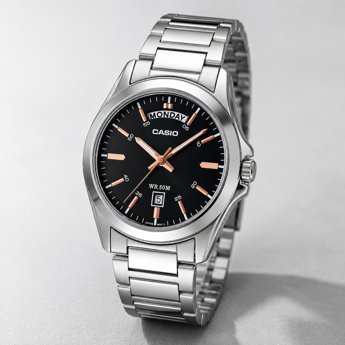 Casio MTP-1370D-1A2VDF Men's Silver Stainless Steel Watch – Black Dial Quartz