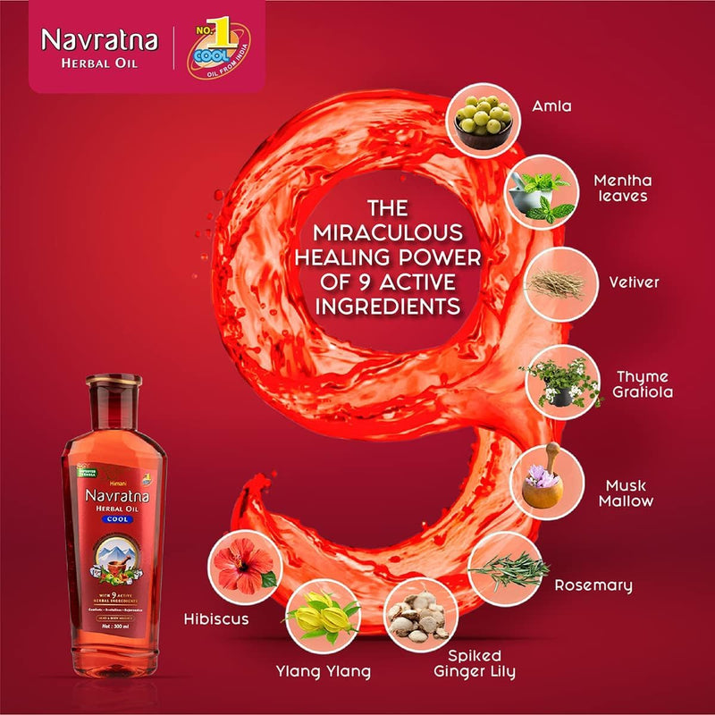 Himani Navratna Ayurvedic Cool Oil | Head Massage for Relaxation & Cooling Relief | Imported (100ml / 200ml)