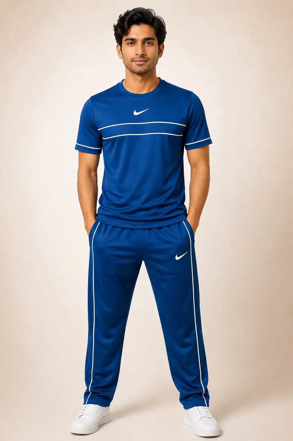 Men's Fleece Plain Track Suit: Blue