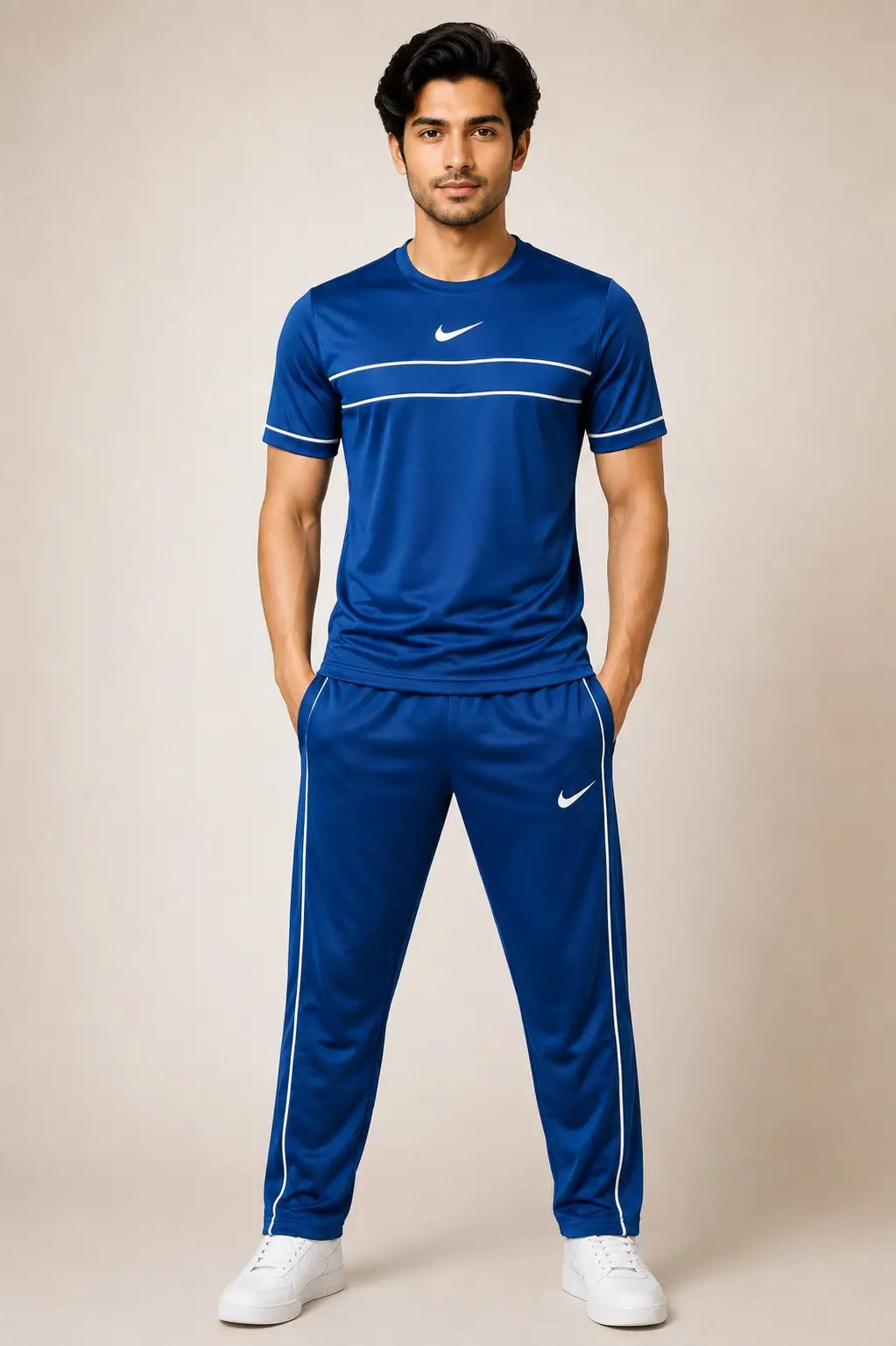 Men's Fleece Plain Track Suit: Blue