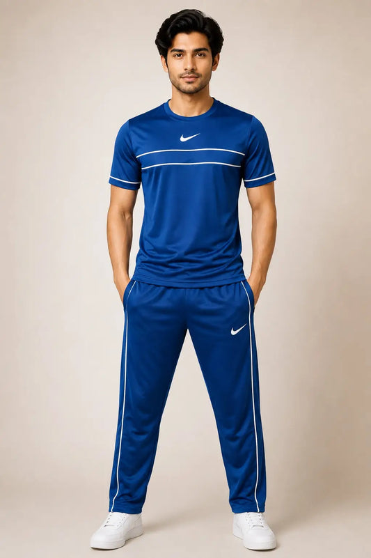 Men's Fleece Plain Track Suit: Blue