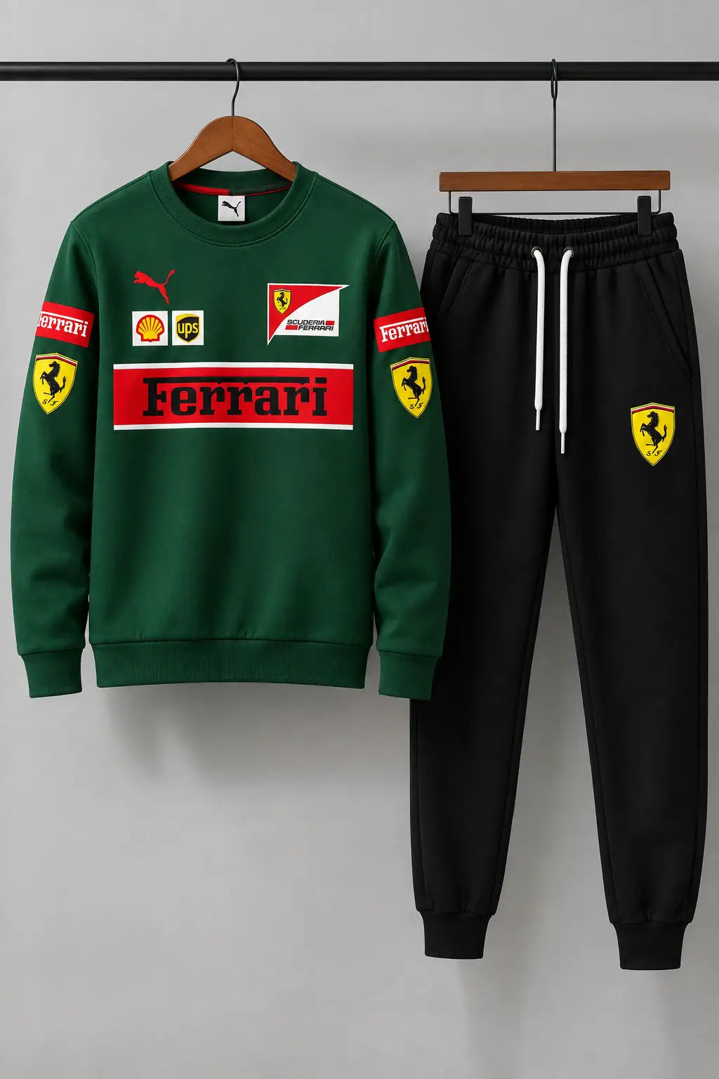 Ferrari Printed Grey Fleece Sweatshirt Track Suit – Men’s Premium Casual Style