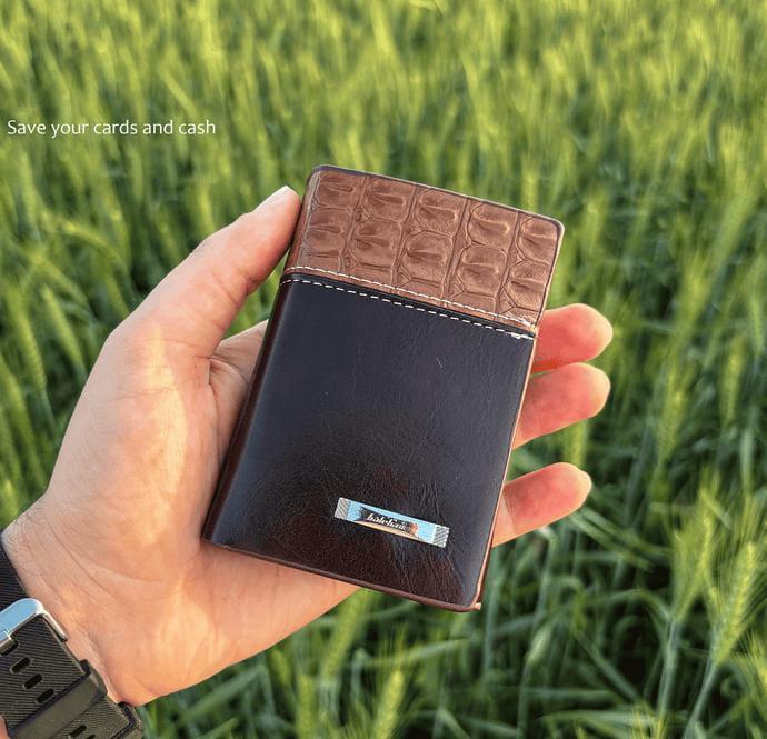 Premium Leather Wallet for Men Black Brown Croc Texture