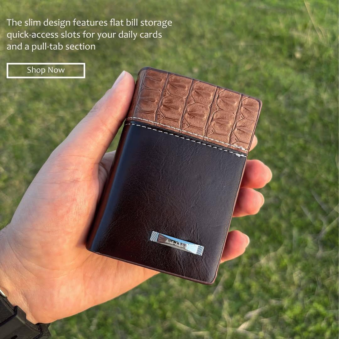Premium Leather Wallet for Men Black Brown Croc Texture