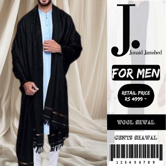 🔥 J. Wool Black Shawl For Men 2.75 Gaz: Warm, Stylish & Elegant, Limited Stock