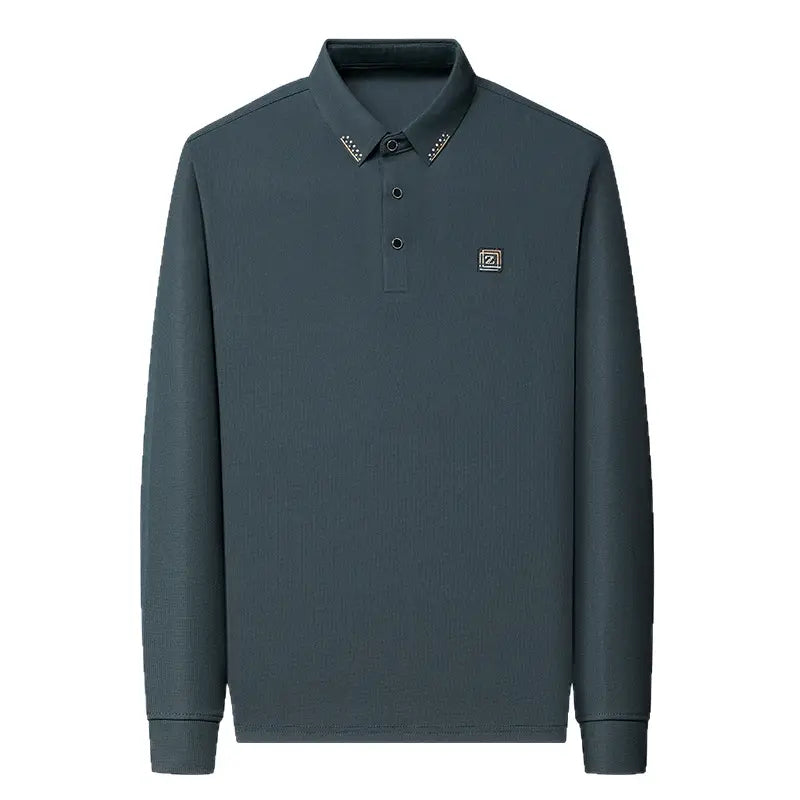 Men’s Dark Green Long Sleeve Polo Shirt | Stylish Casual Wear