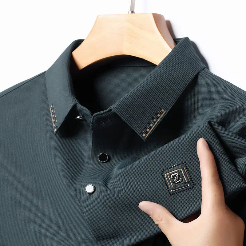 Men’s Dark Green Long Sleeve Polo Shirt | Stylish Casual Wear