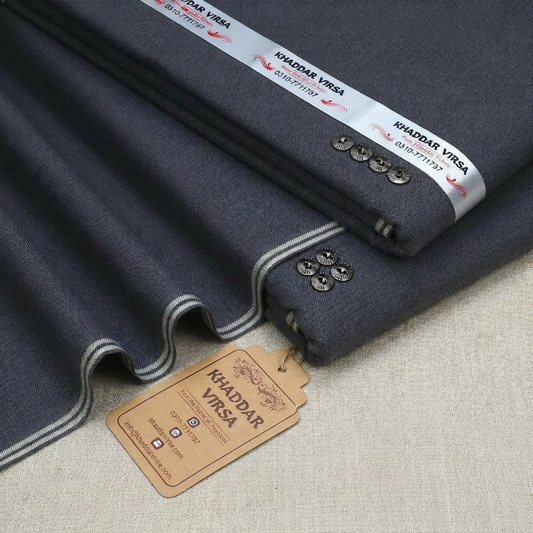 Premium Grey Plain Khaddar Suit – Unstitched Winter Collection