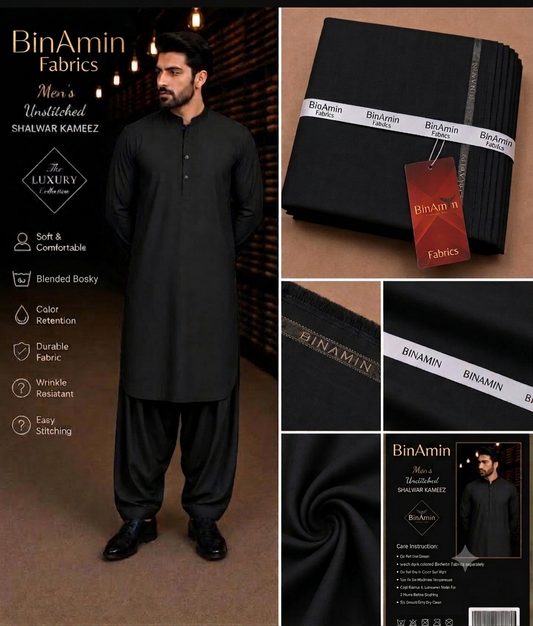 BinAmin Premium Men’s Bosky Shalwar Kameez – Unstitched