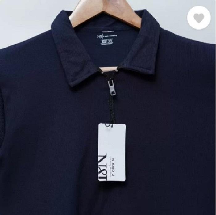 Men's Premium Cotton Polo Shirt – Round Neck – Navy Blue