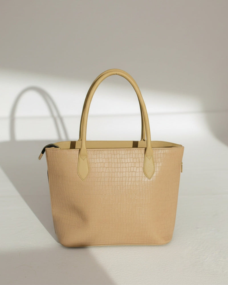 Women's Elegant Croc Texture Tote Bag – Chic Everyday Statement Handbag