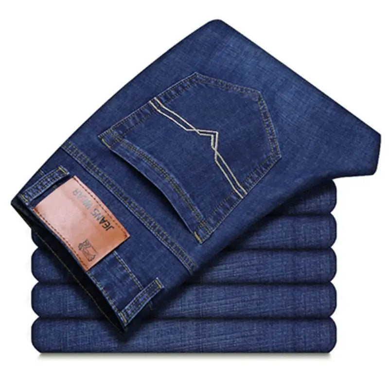 Men's Plus Size Stretch Denim Jeans – Loose Fit, High Waist, Blue