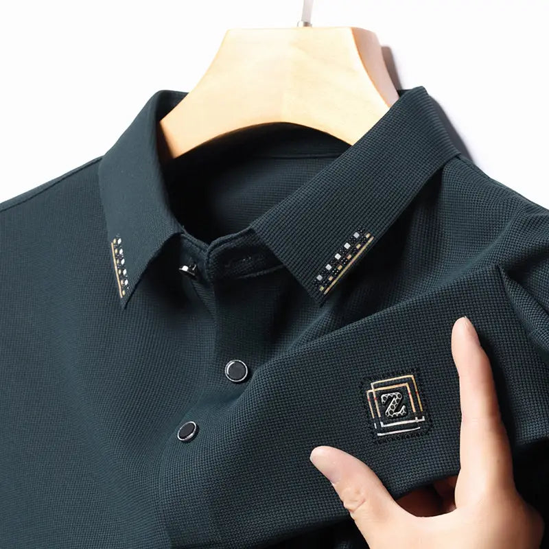 Men’s Dark Green Long Sleeve Polo Shirt | Stylish Casual Wear